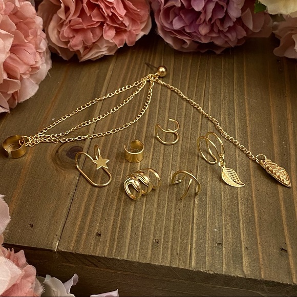 7 Pcs Ear Cuff Set Dangle Feather Star Earring - Picture 7 of 16